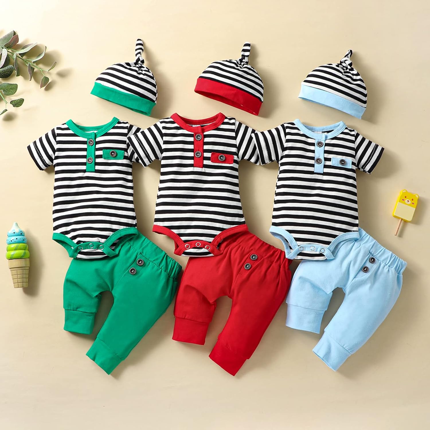 VINUOKER Boys Summer Blue Cotton Blend Striped Sport Casual Coordinate Outfit