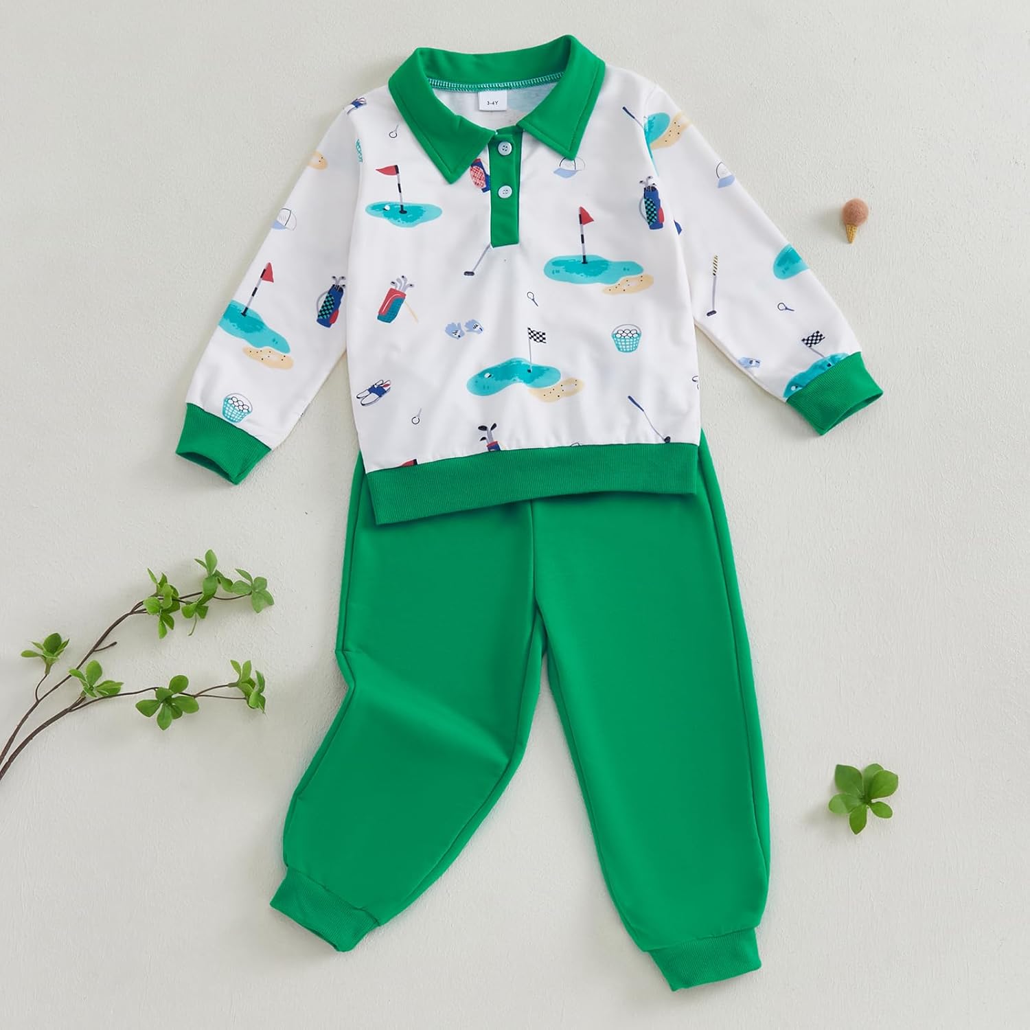 Little Boy Golf Outfit - Toddler Boys Golf Print Sweatsuit Set