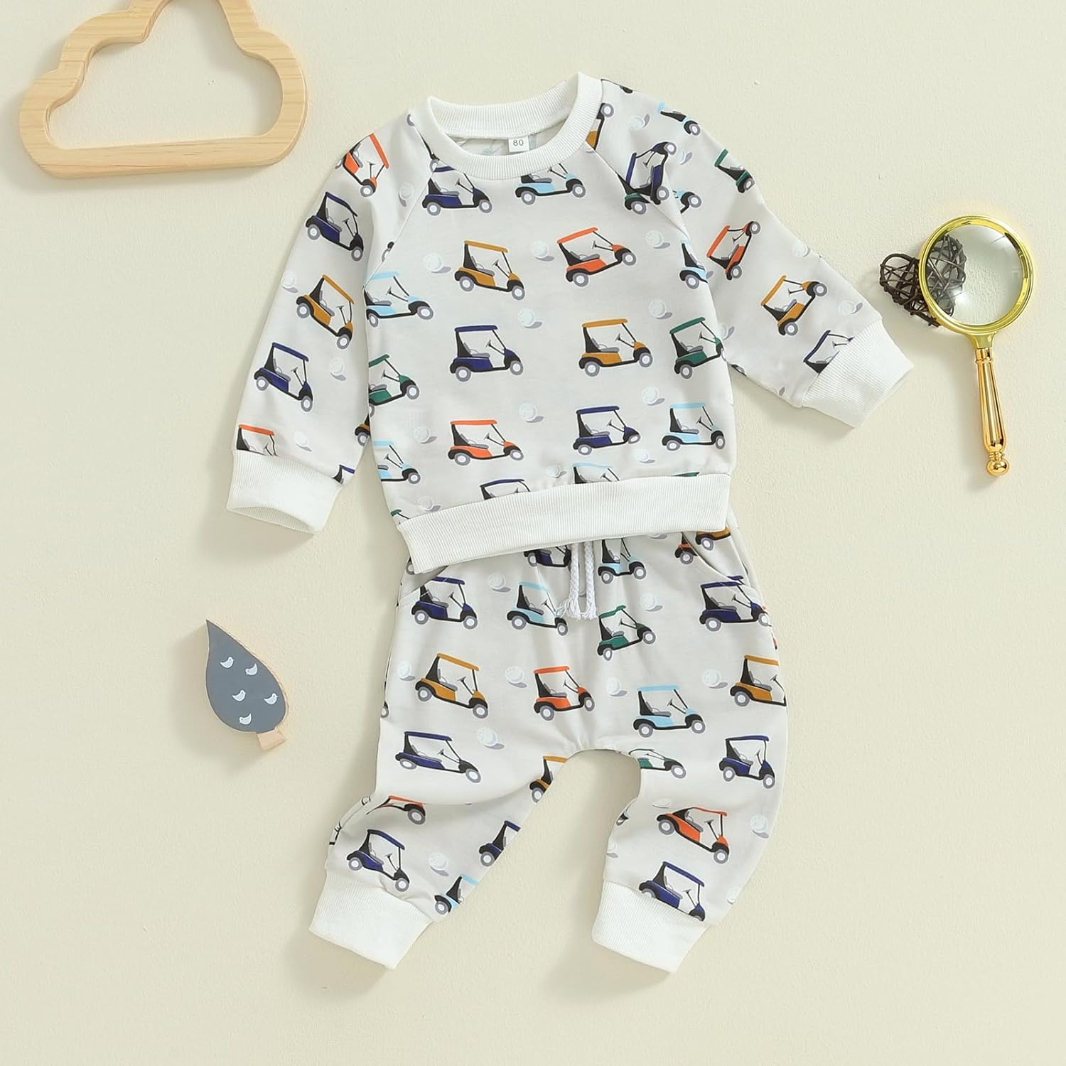 Toddler Baby Boys Golf Cart Outfit 2PCS Fall Clothes Set