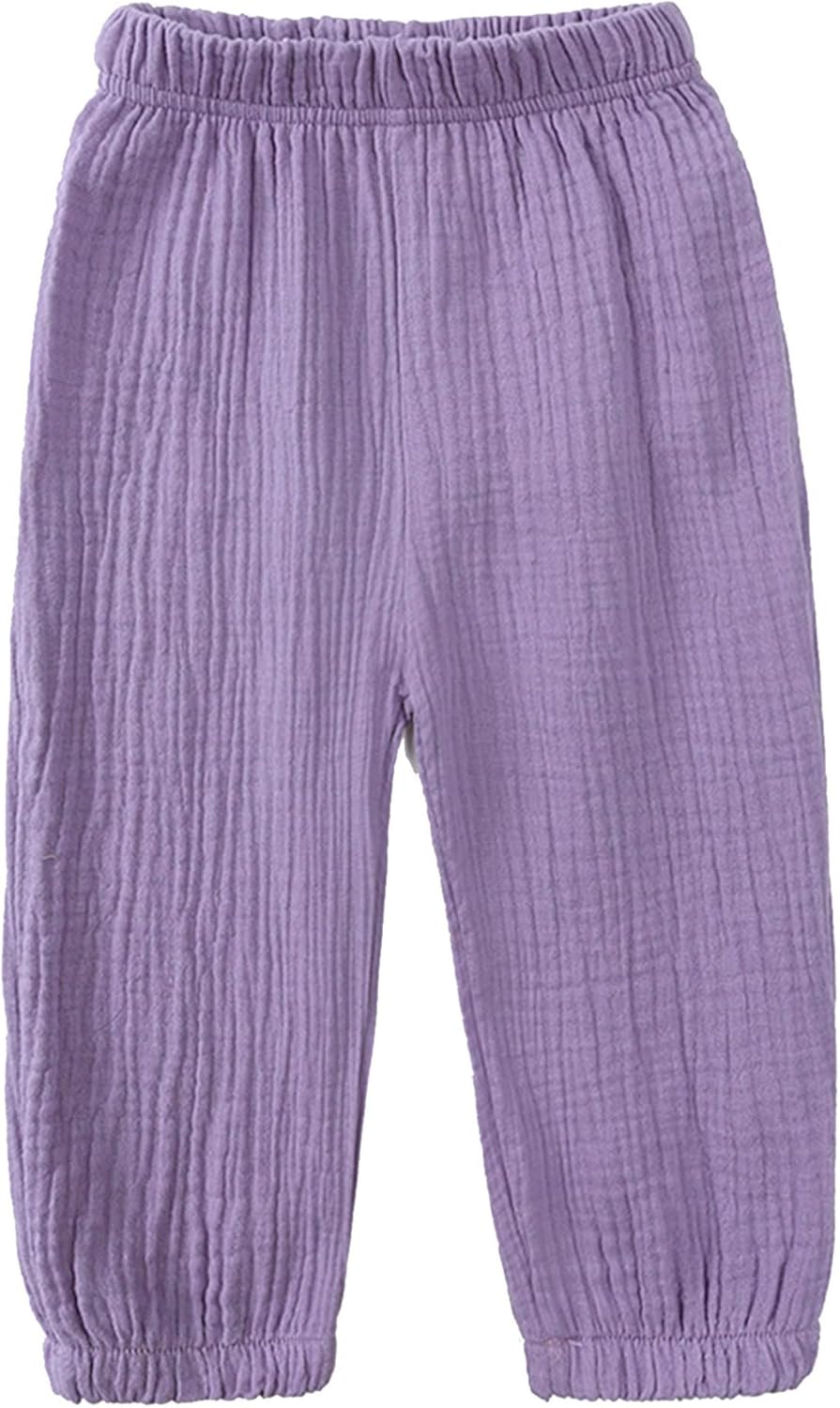 Toddler Kids Cotton Linen Elastic Waist Pants