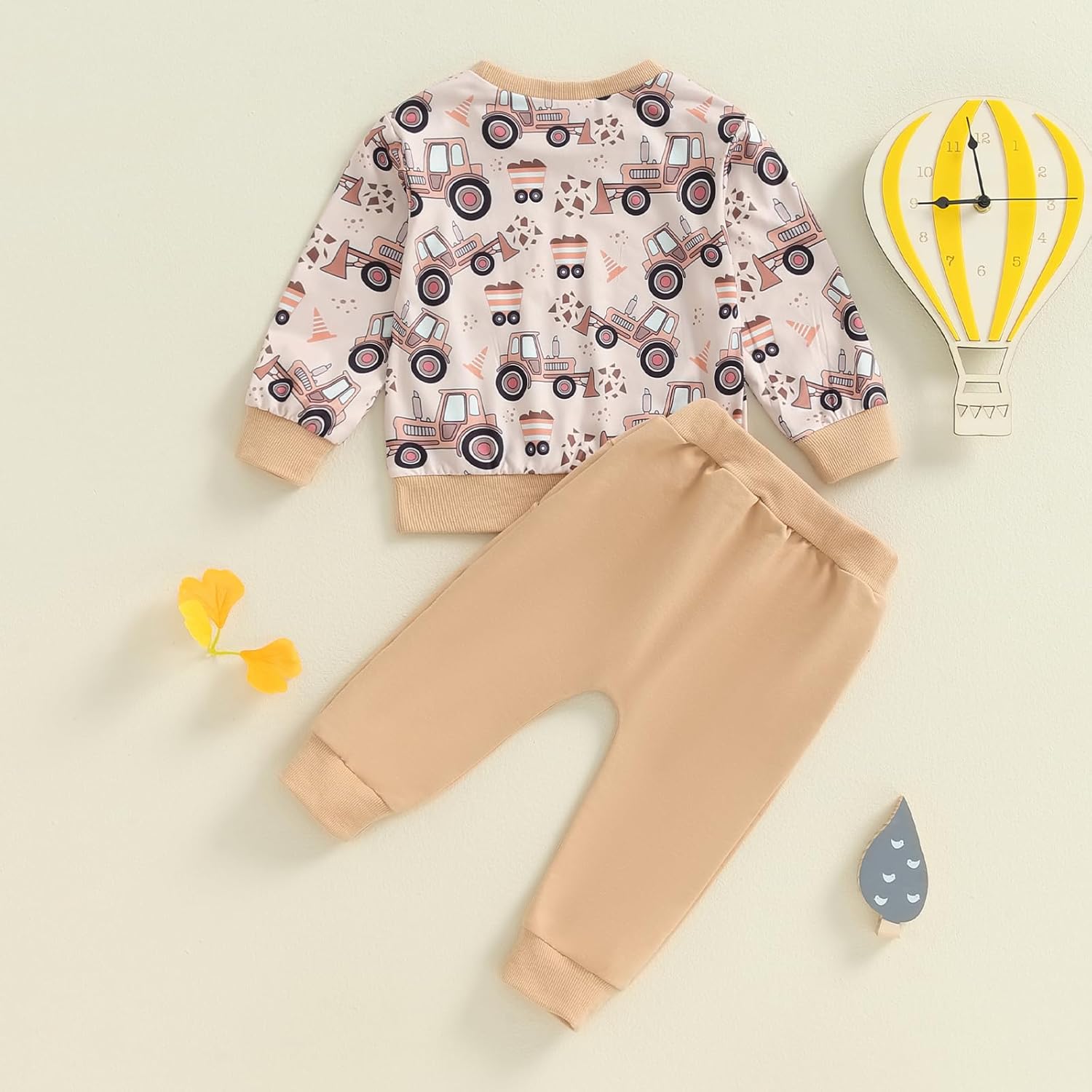 Perfect Toddler Boys Fall Outfit Stylish Cartoon Print Comfortable Mismatched Dads Set