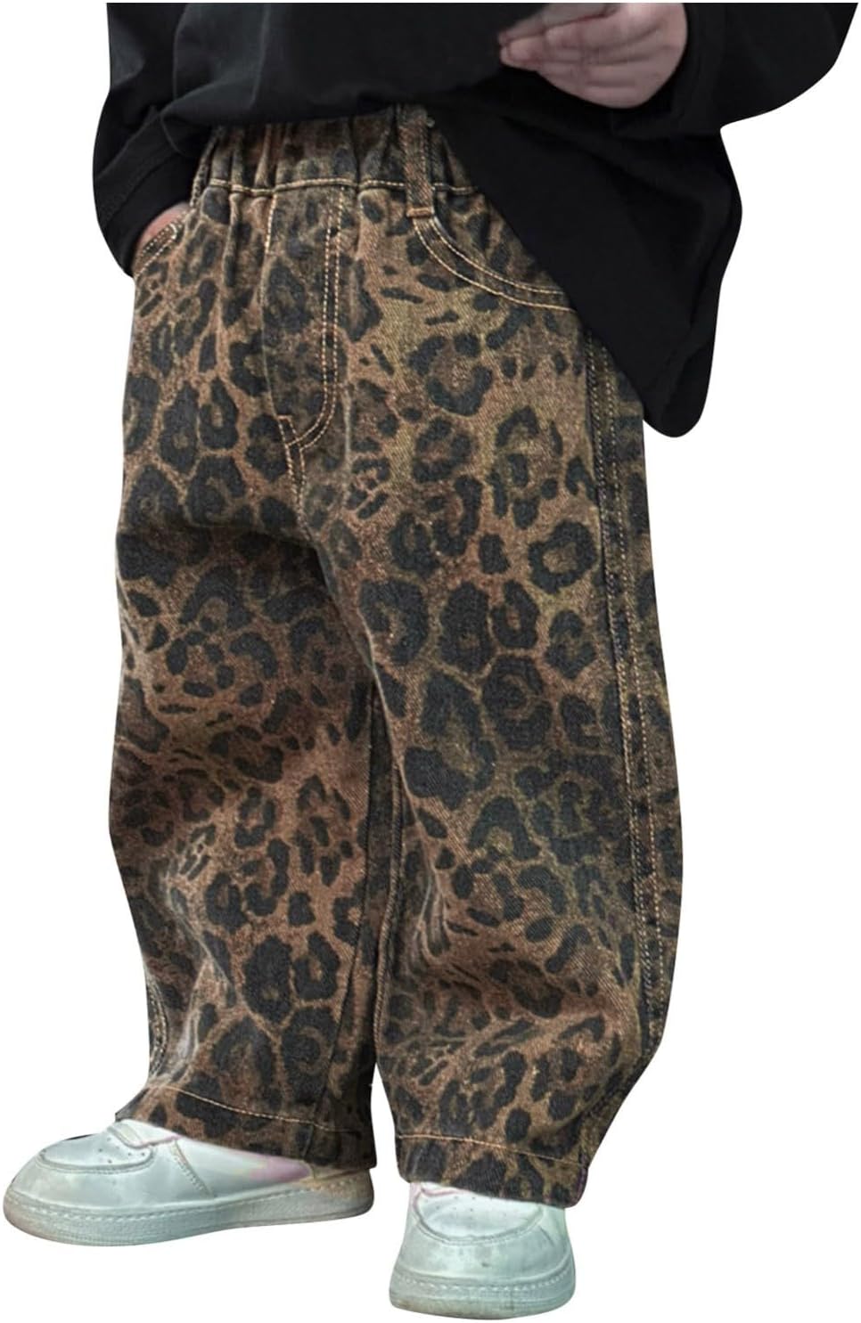 Little Baby Boys Leopard Denim Pants Y2K Streetwear Bottoms