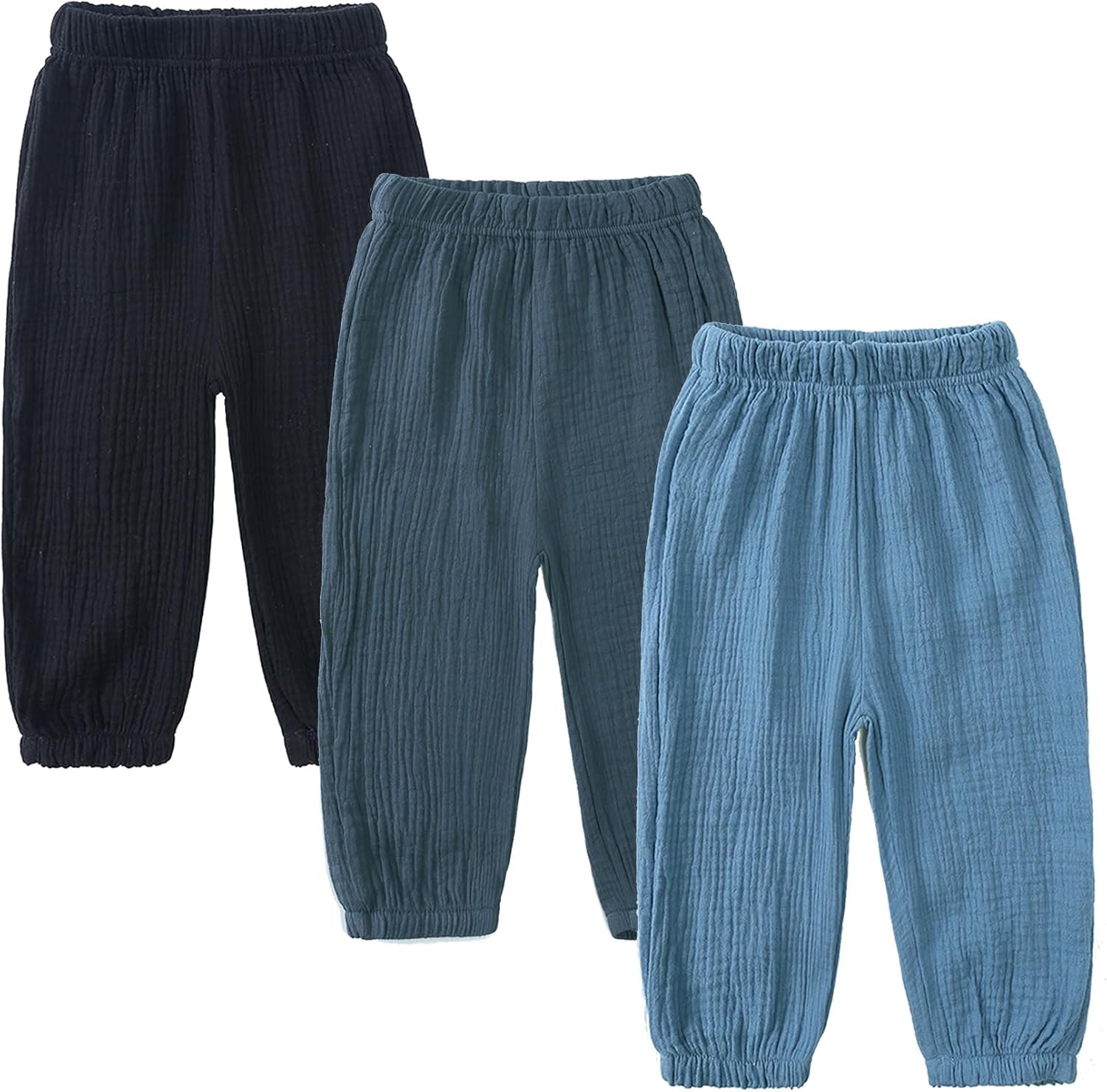 3-Piece Kids Cotton Linen Elastic Trousers