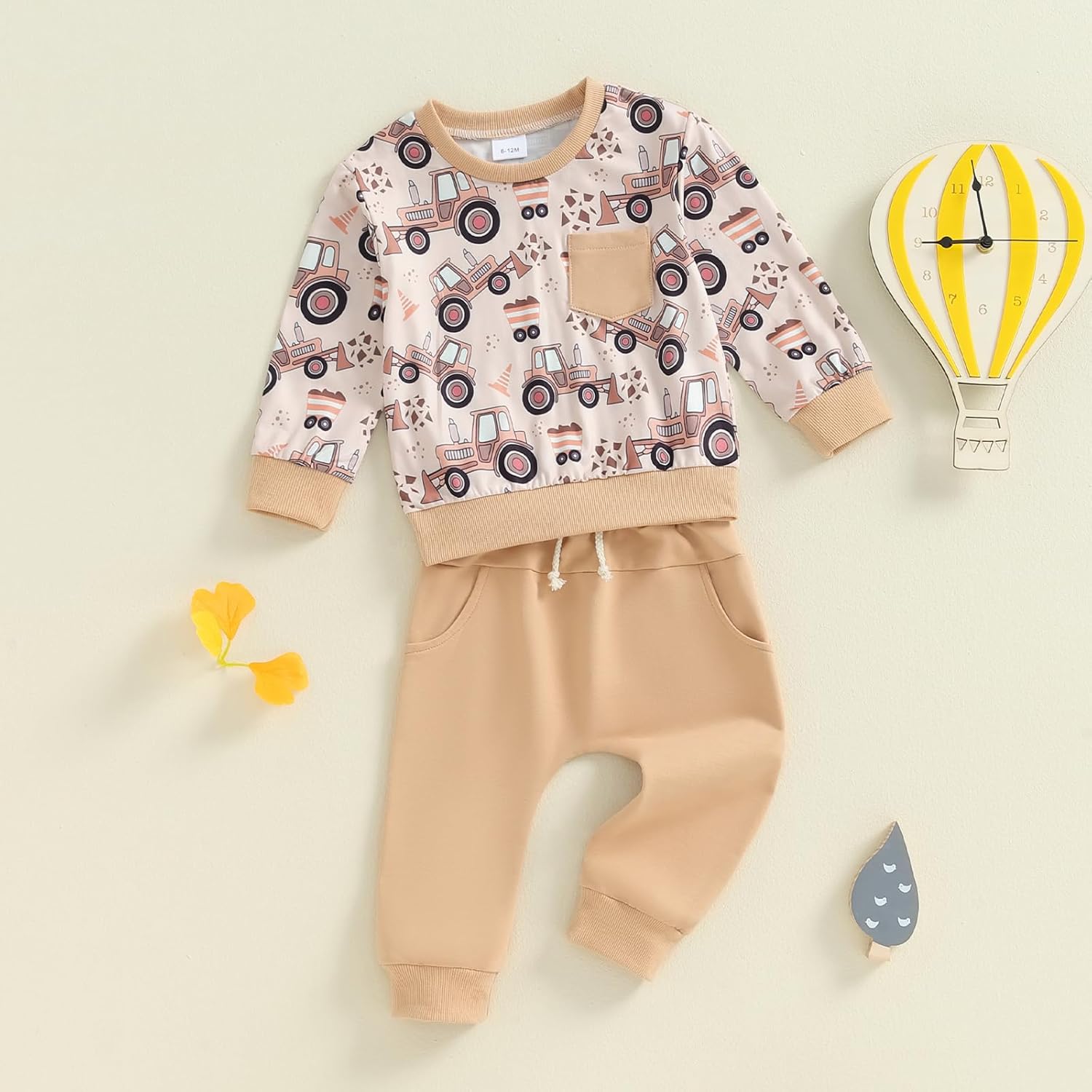 Perfect Toddler Boys Fall Outfit Stylish Cartoon Print Comfortable Mismatched Dads Set