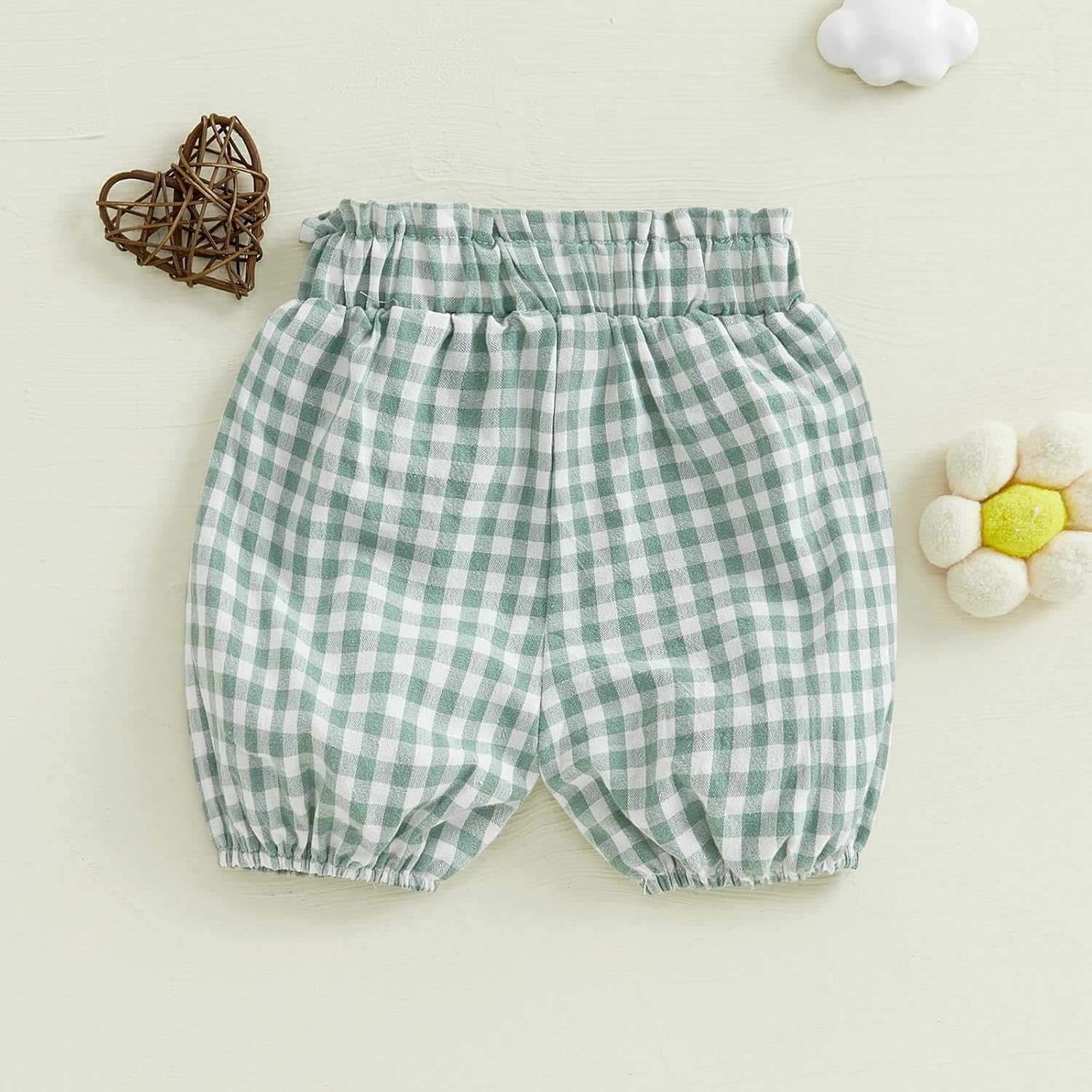 Xiaodriceee Plaid Ruffled Shorts for Babies Summer Fun Elastic Waist