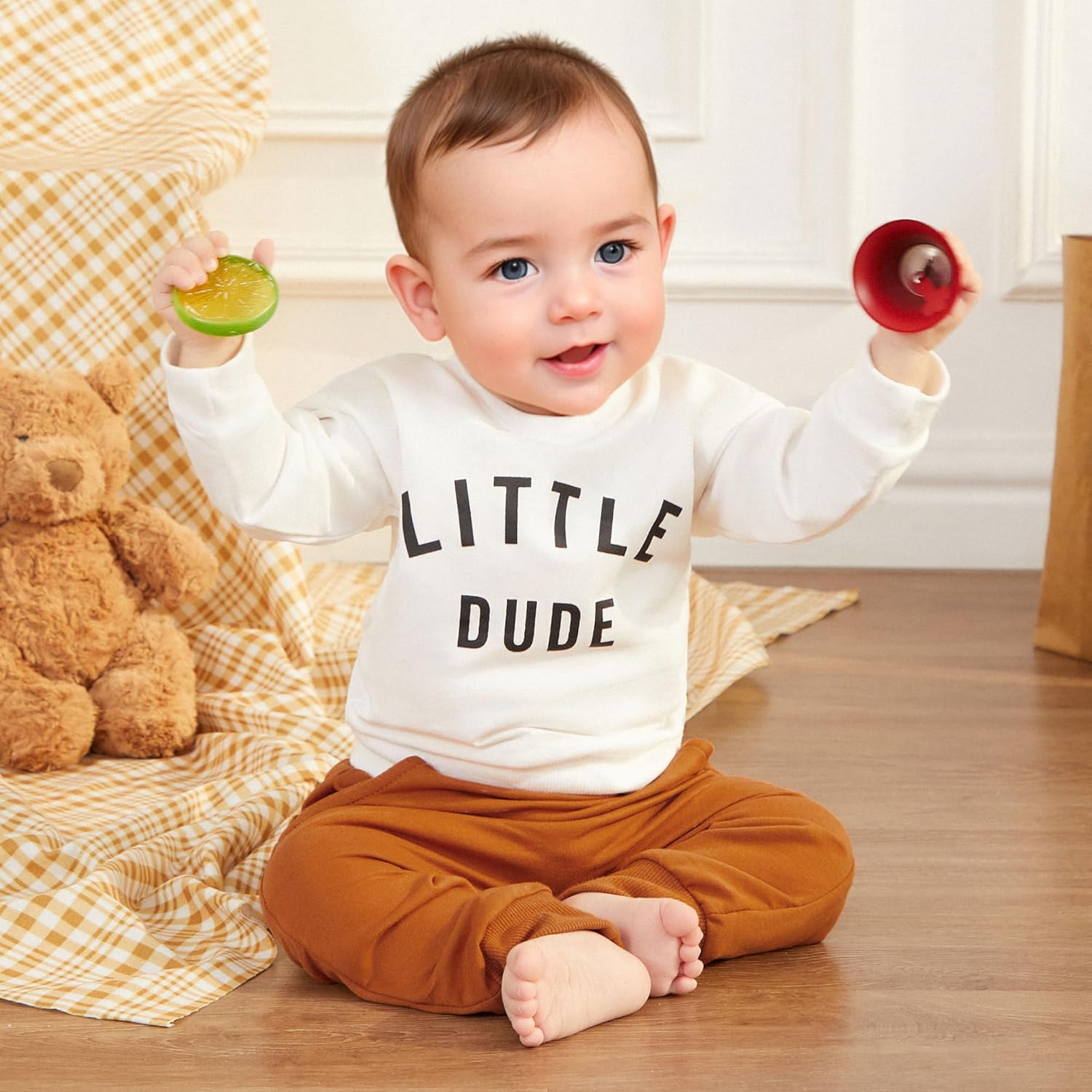 Murnouche Toddler Fall Winter Boys Crewneck Sweatshirt Joggers Set