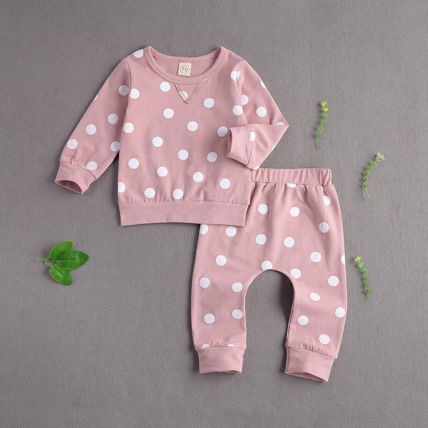Long Sleeve Polka Dot 2-Piece Outfit Set for Kids