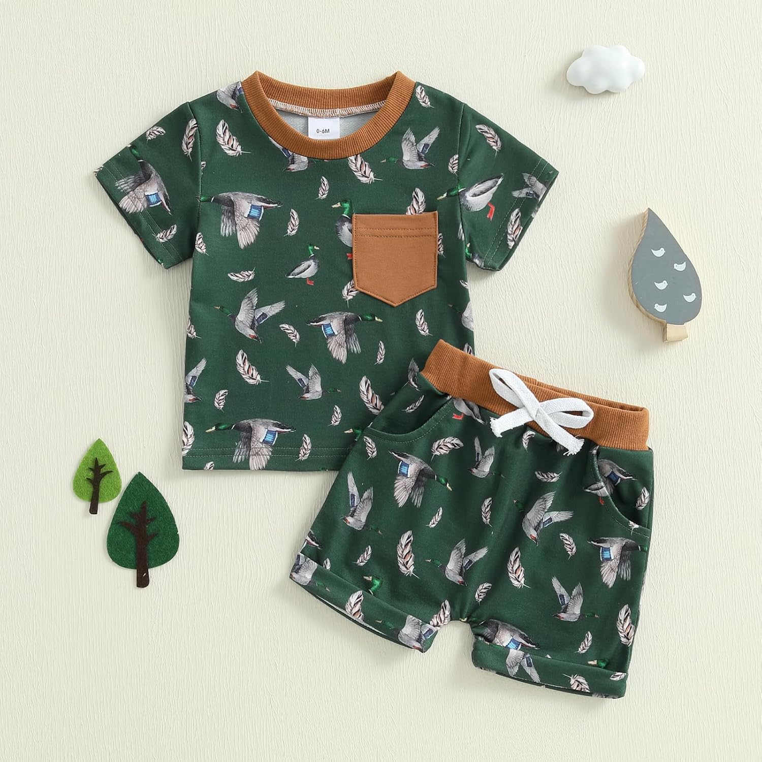 Summer Toddler Boys Duck Print Outfit Set