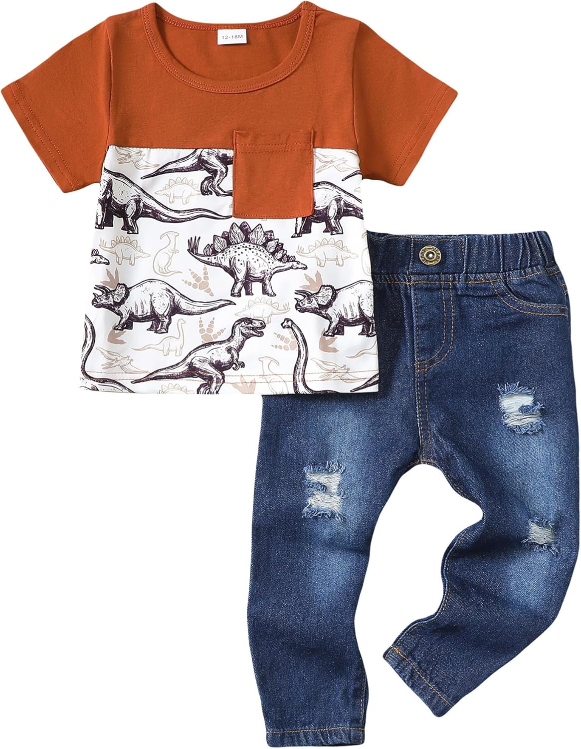 Toddler Boy Letter Print Hoodie and Ripped Jeans Set