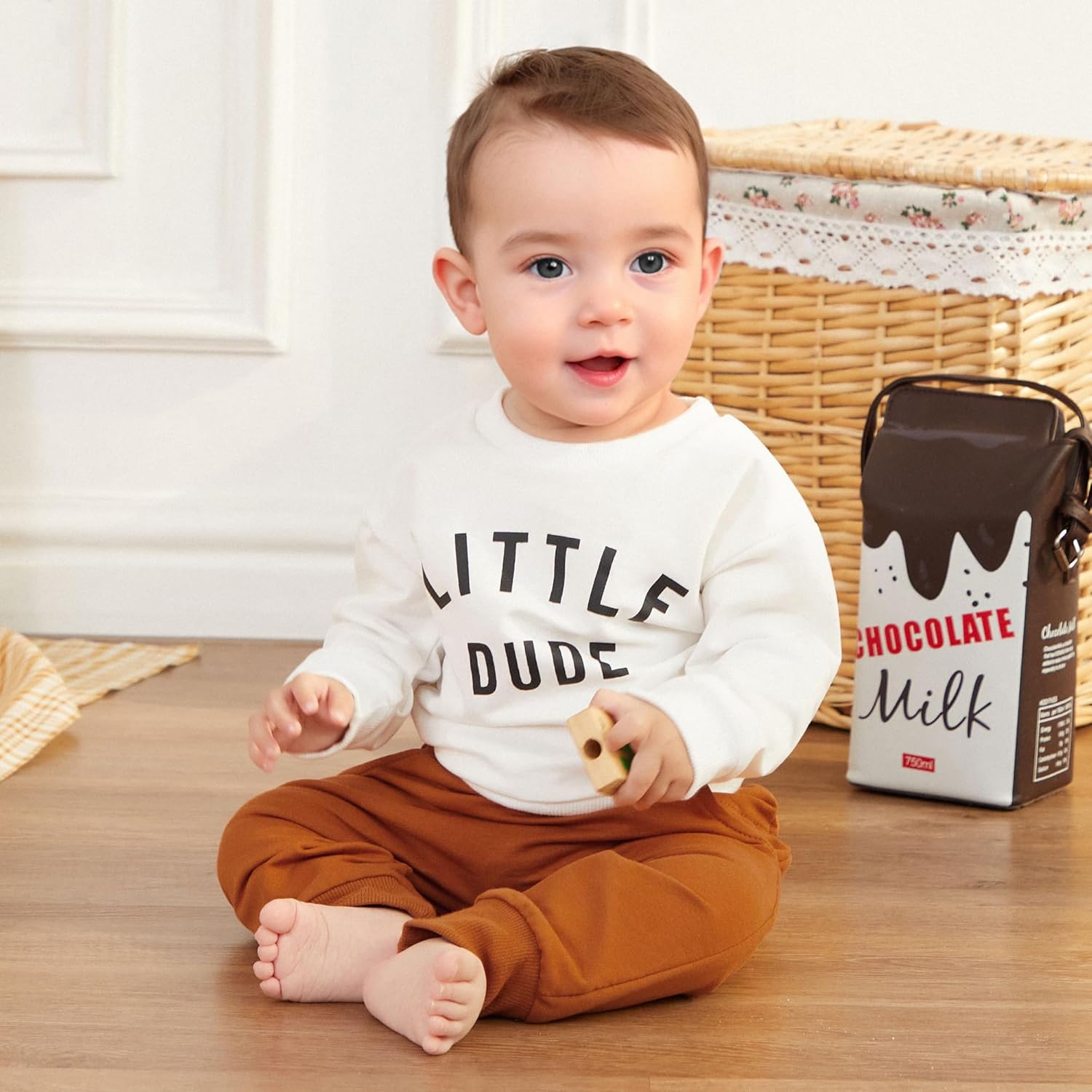 Murnouche Toddler Fall Winter Boys Crewneck Sweatshirt Joggers Set