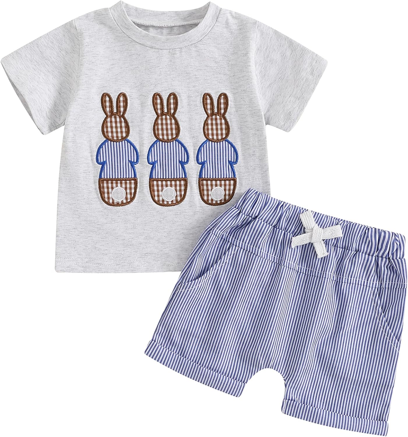 Mubineo T-Shirt Plaid Toddler Summer Bunny Set