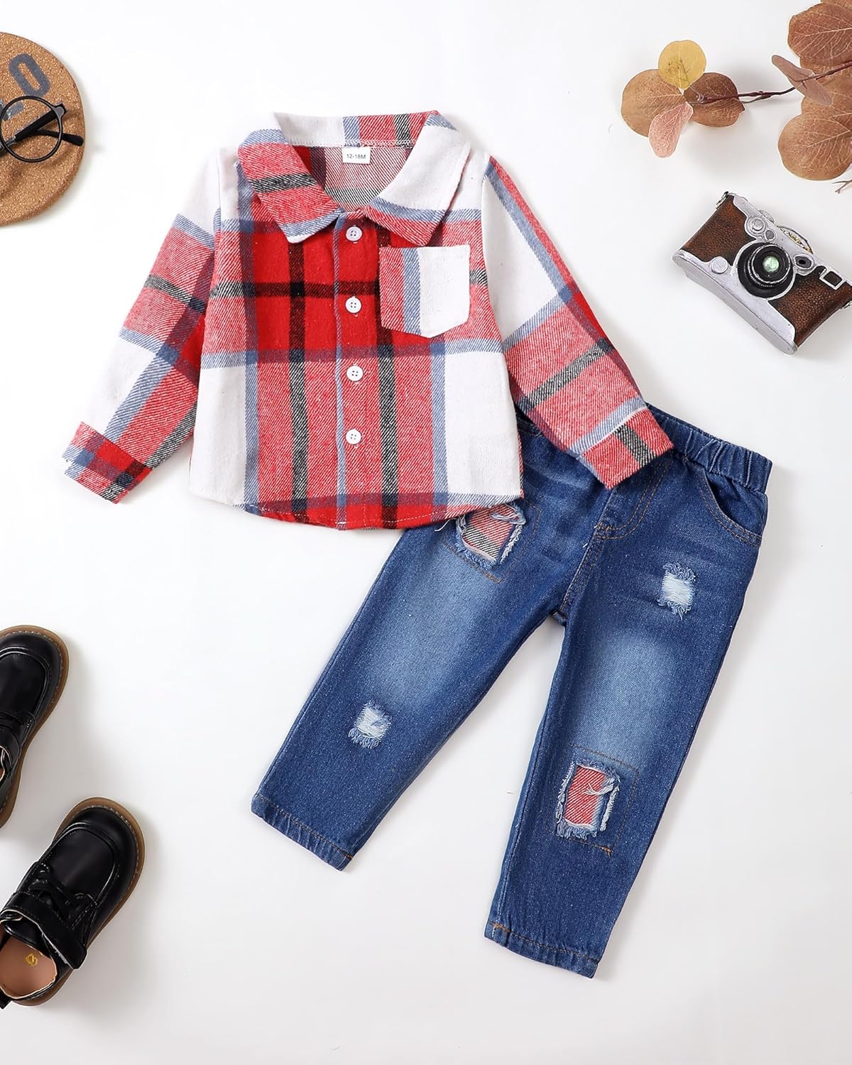 NZRVAWS toddler boysplaintext set featuring a softr stable design and eye-catching plaidatomics