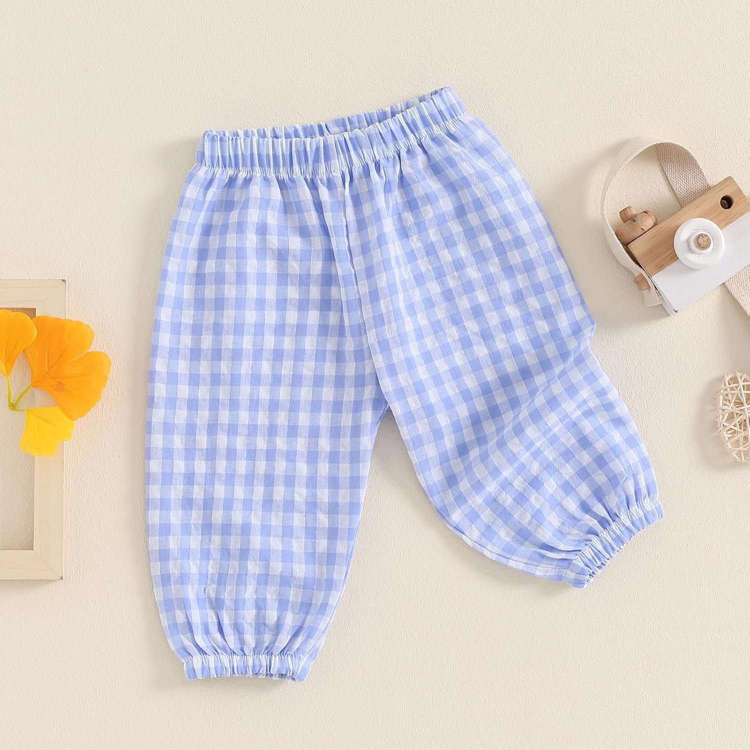 Toddler Plaid Linen Harem Pants for Boys Girls