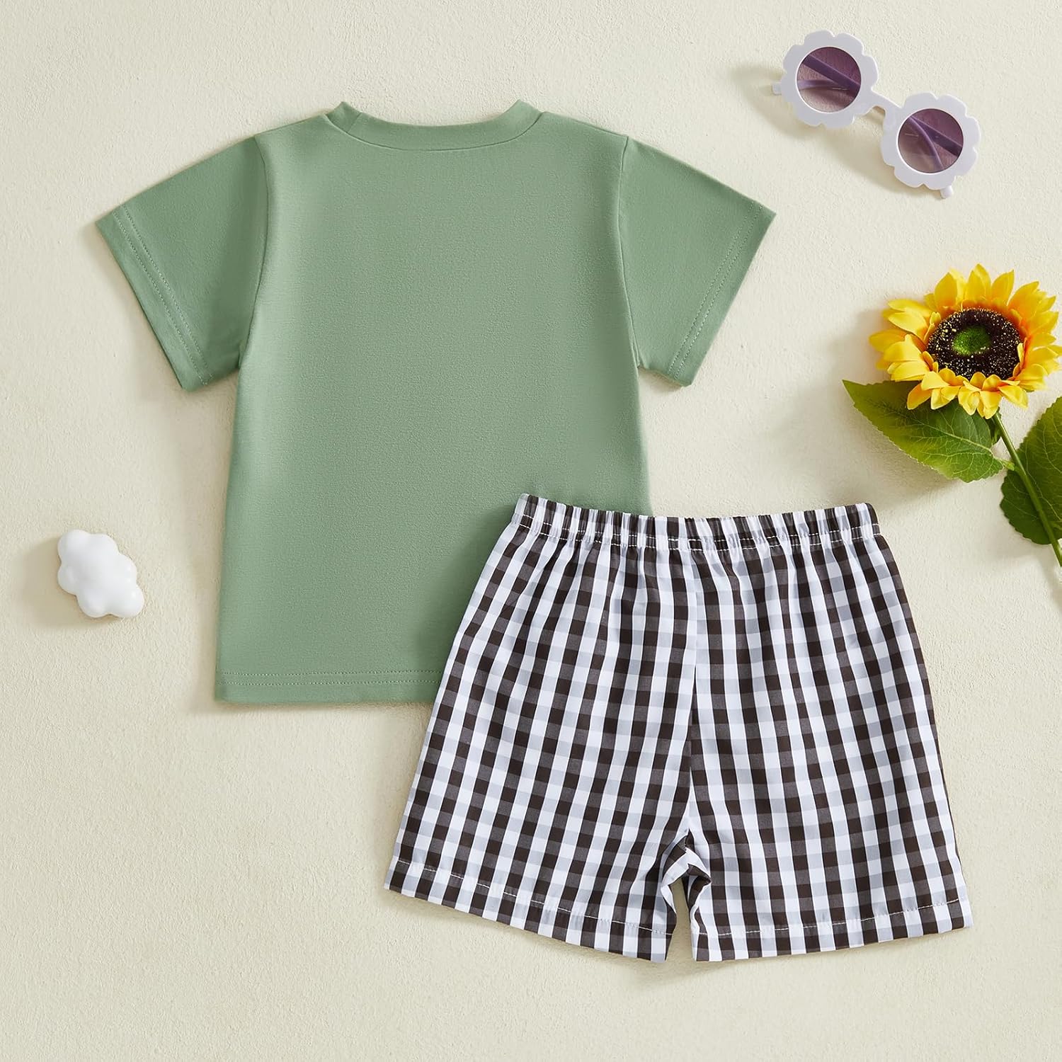 Partclots Toddler Boys Summer Outfits Animal Print Plaid Set
