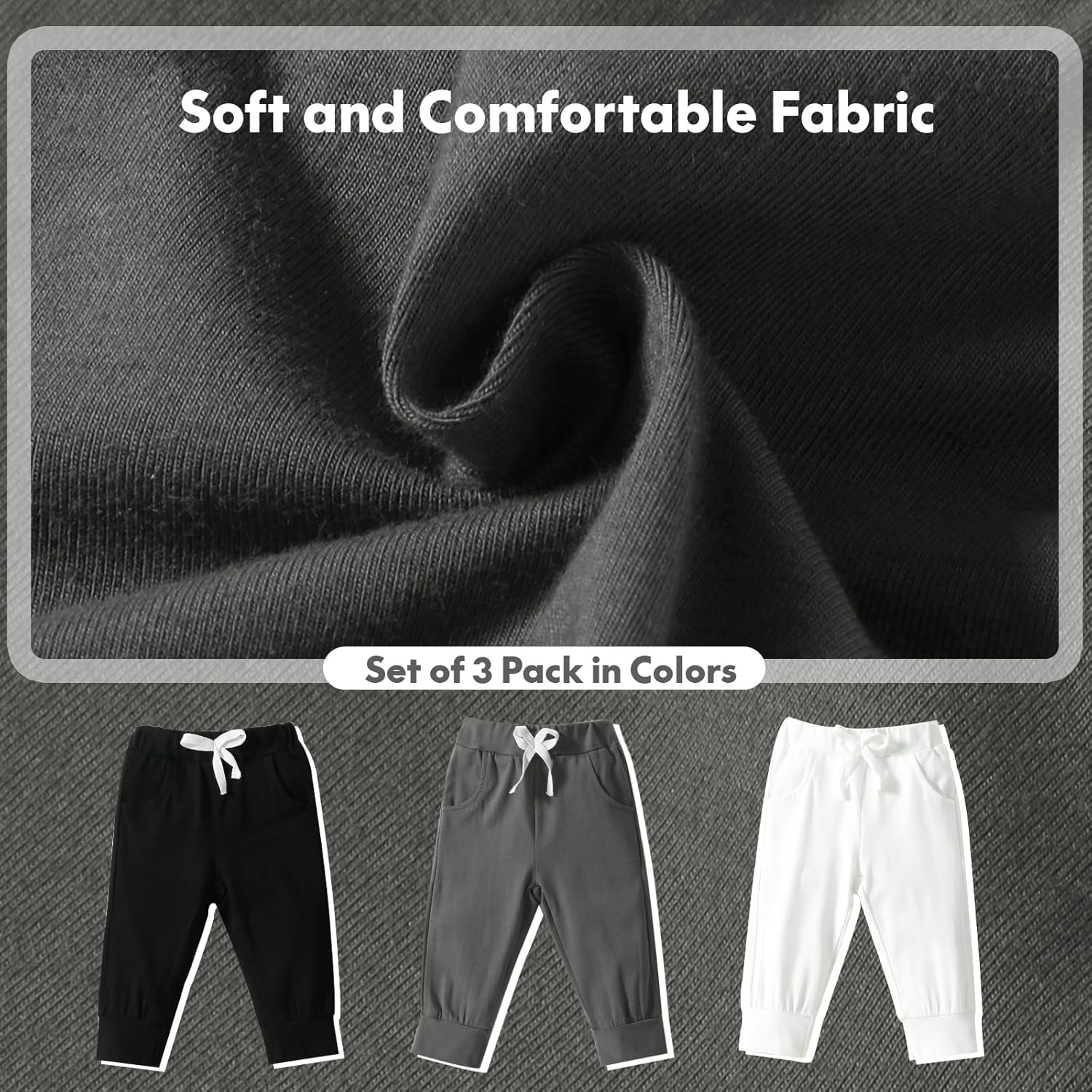 Adorable Toddler Jogger Pants with 3 Packs for Baby Boys