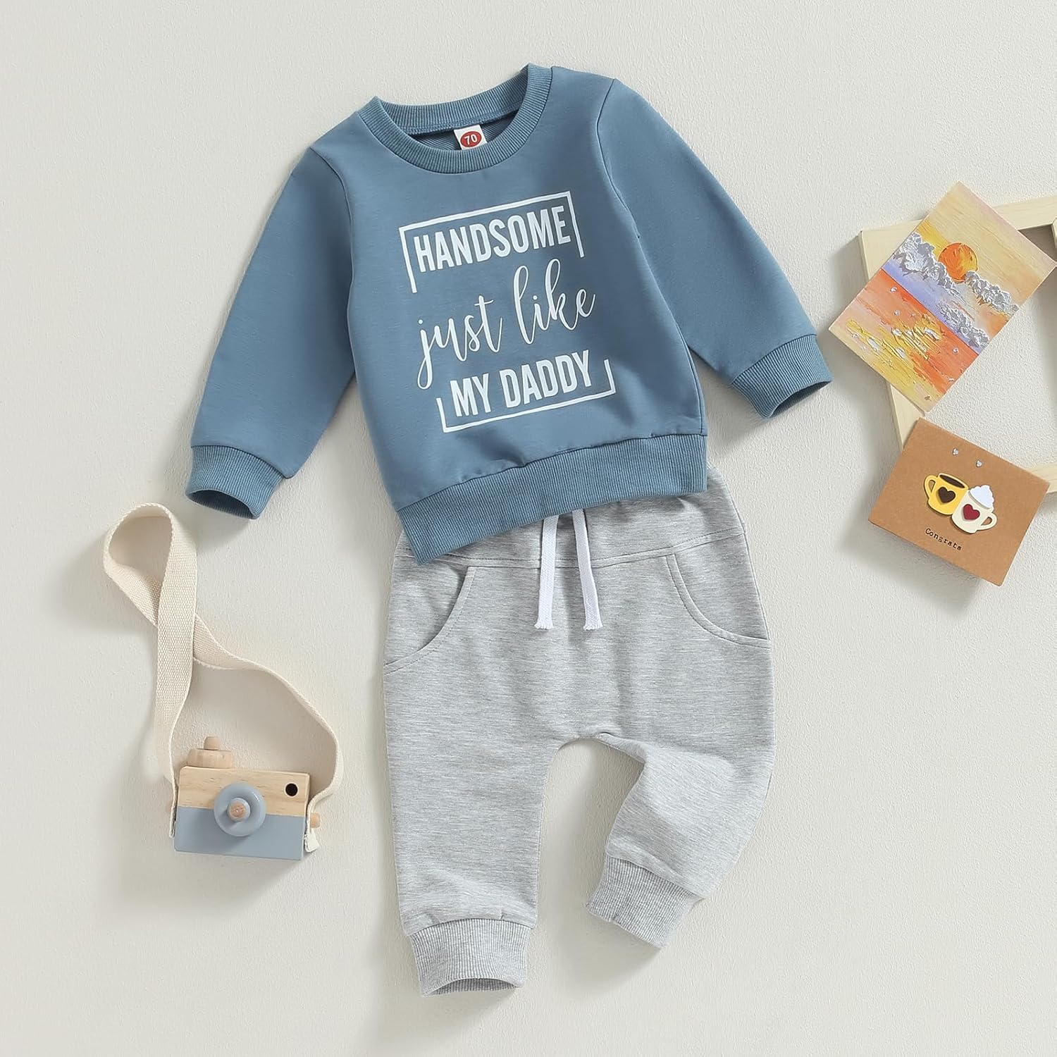 Toddler Fall Clothing Set Little Dude Dad Letter Sweatsuit Toddler Boys Fall Fashion