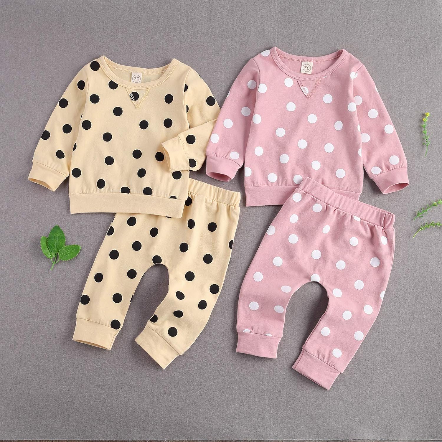 Long Sleeve Polka Dot 2-Piece Outfit Set for Kids