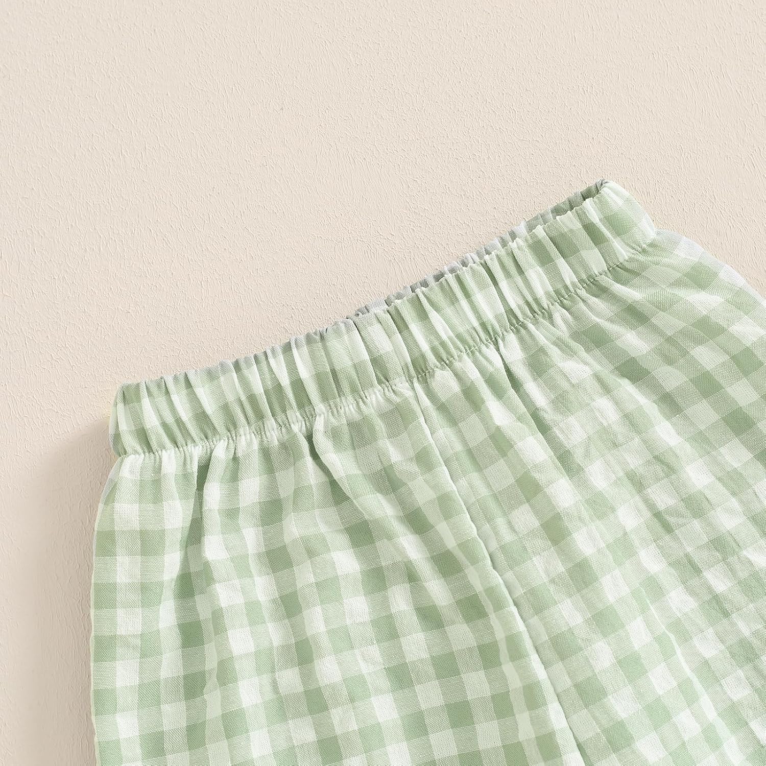 Checkered Baby Pants with Elastic Waistband