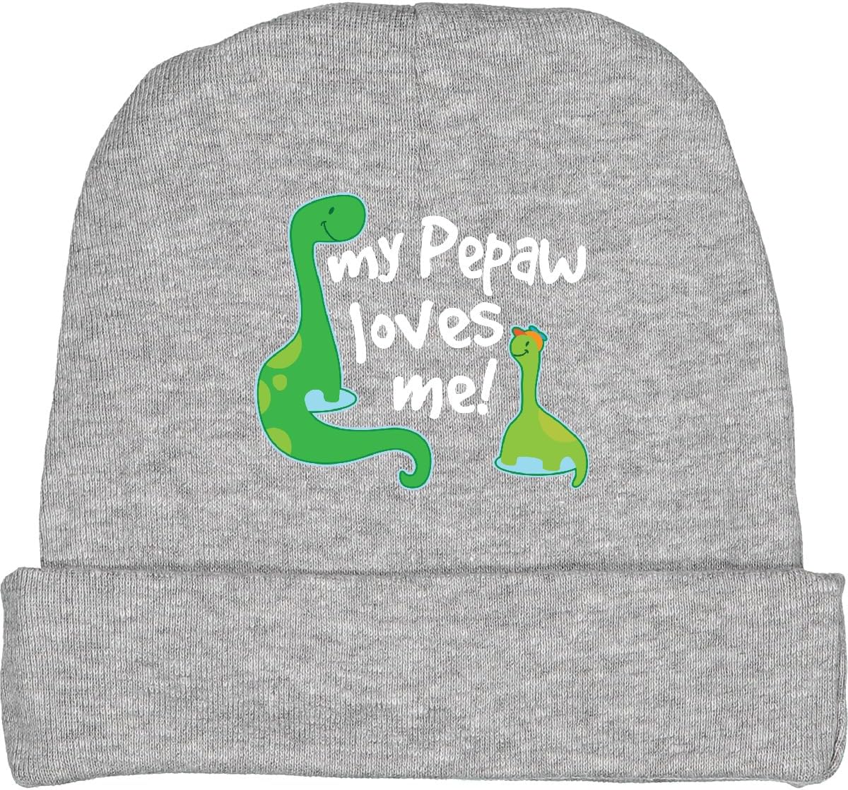 Dinosaur Baby Beanie Hat with Pepaw Loves Me Quote by InkTastic