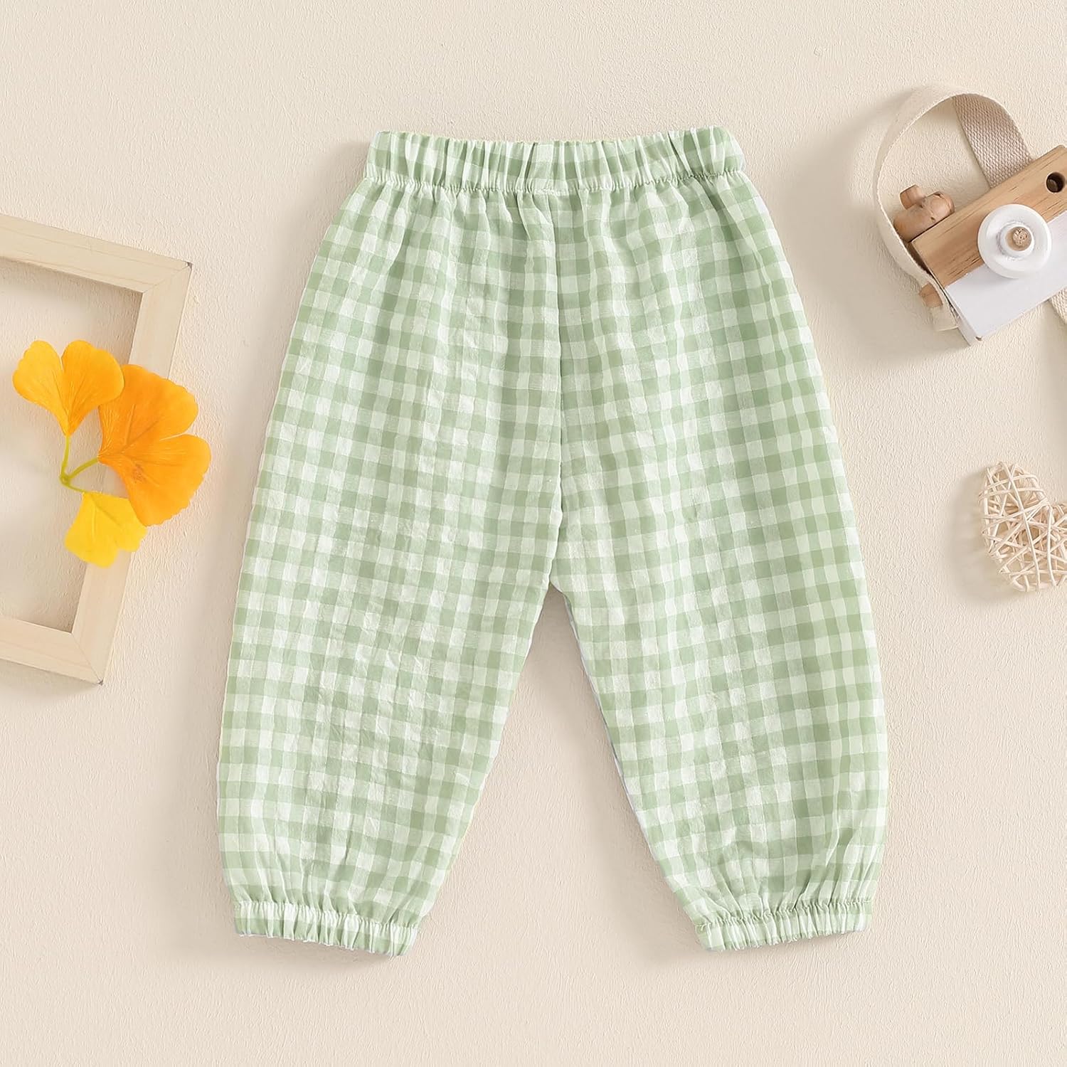 Checkered Baby Pants with Elastic Waistband