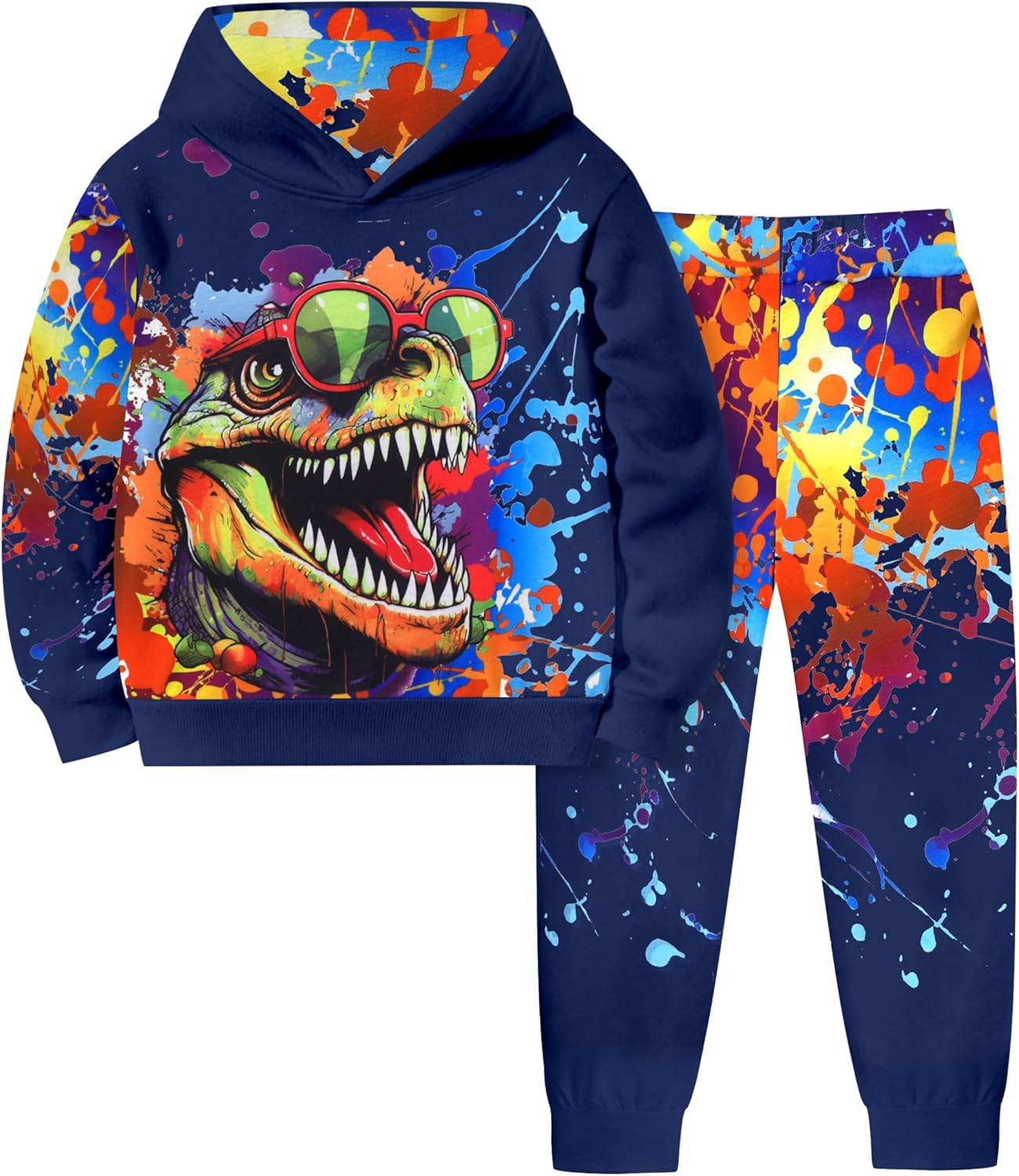 Cool Dinosaur Toddler Outfits Set - Long Sleeve Hoodie Pants
