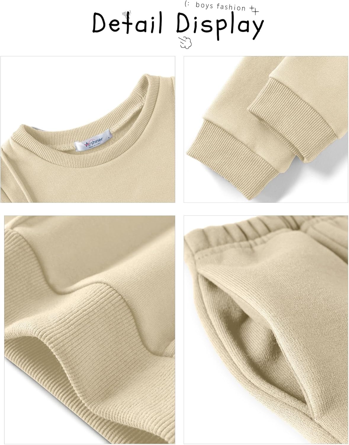 Arshiner Boys Round Neck Long Sleeve Set Trendy Cozy for Kids