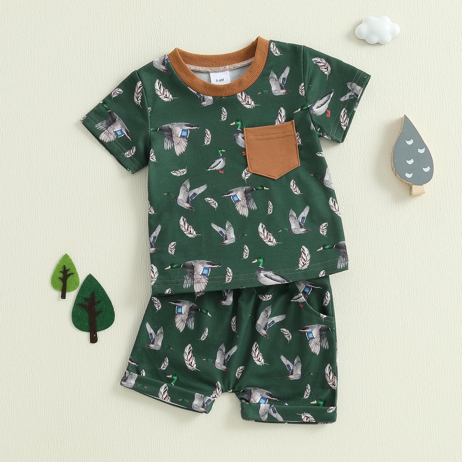 Summer Toddler Boys Duck Print Outfit Set