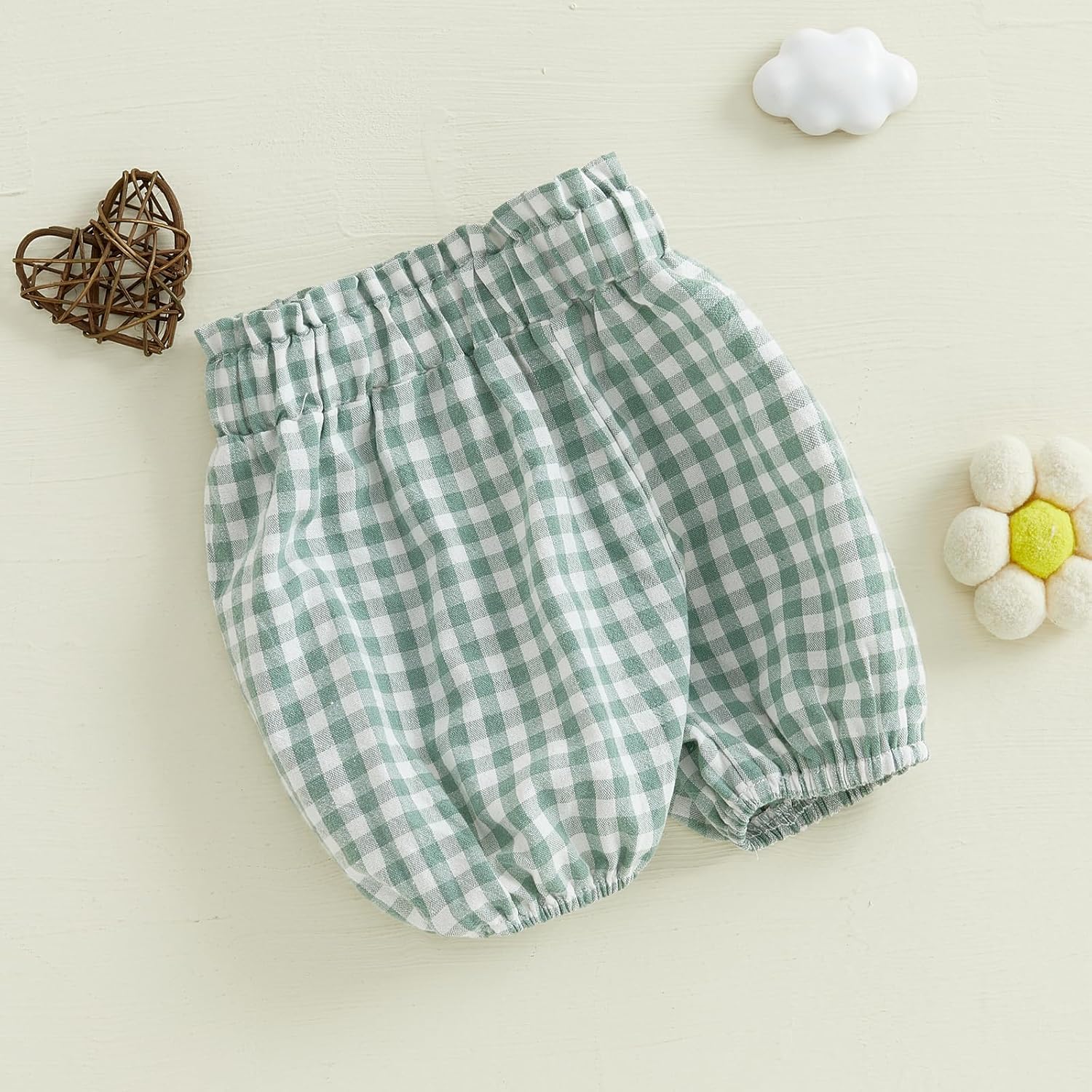 Xiaodriceee Plaid Ruffled Shorts for Babies Summer Fun Elastic Waist