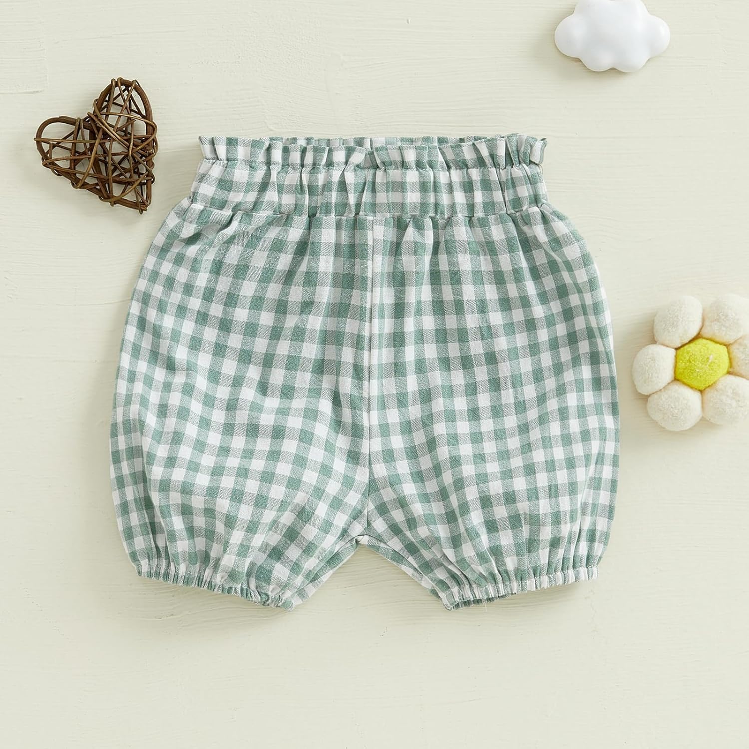 Xiaodriceee Plaid Ruffled Shorts for Babies Summer Fun Elastic Waist
