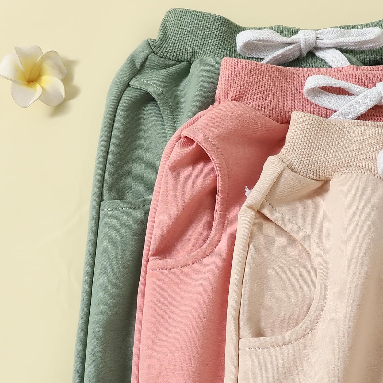 Comfortable Stylish Solid Color sweatpants for toddlers - Lightweight stretchy breathableAdjustable waist3-packs