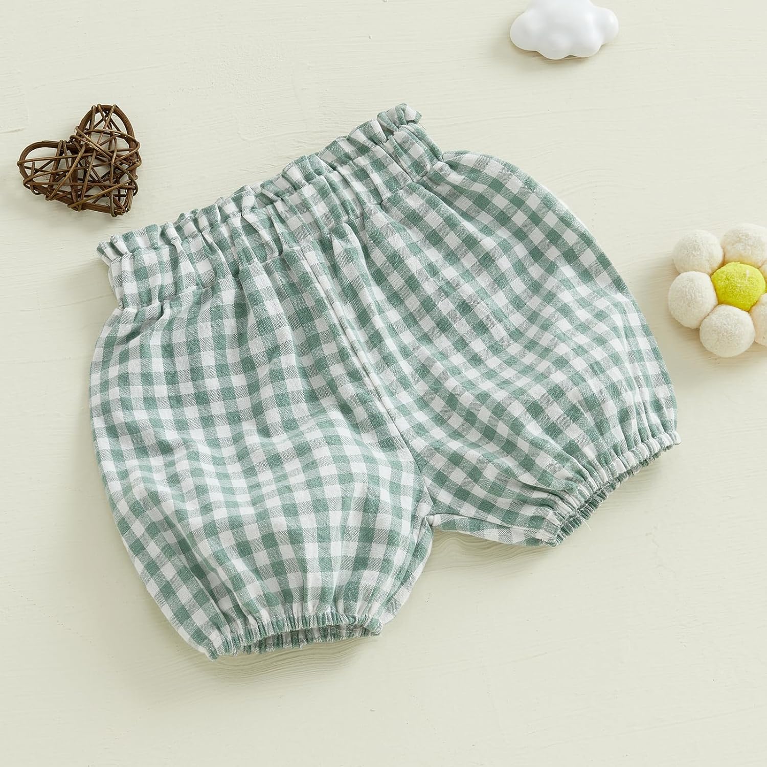 Xiaodriceee Plaid Ruffled Shorts for Babies Summer Fun Elastic Waist