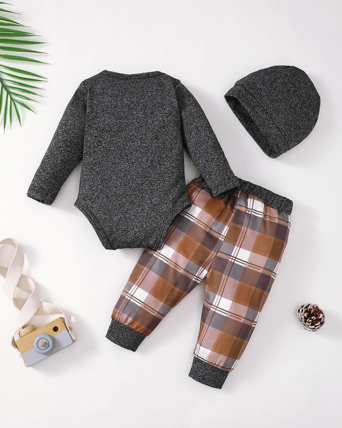 Newborn Baby Boy Clothing Set - Cozy CottonRomperPantsHat