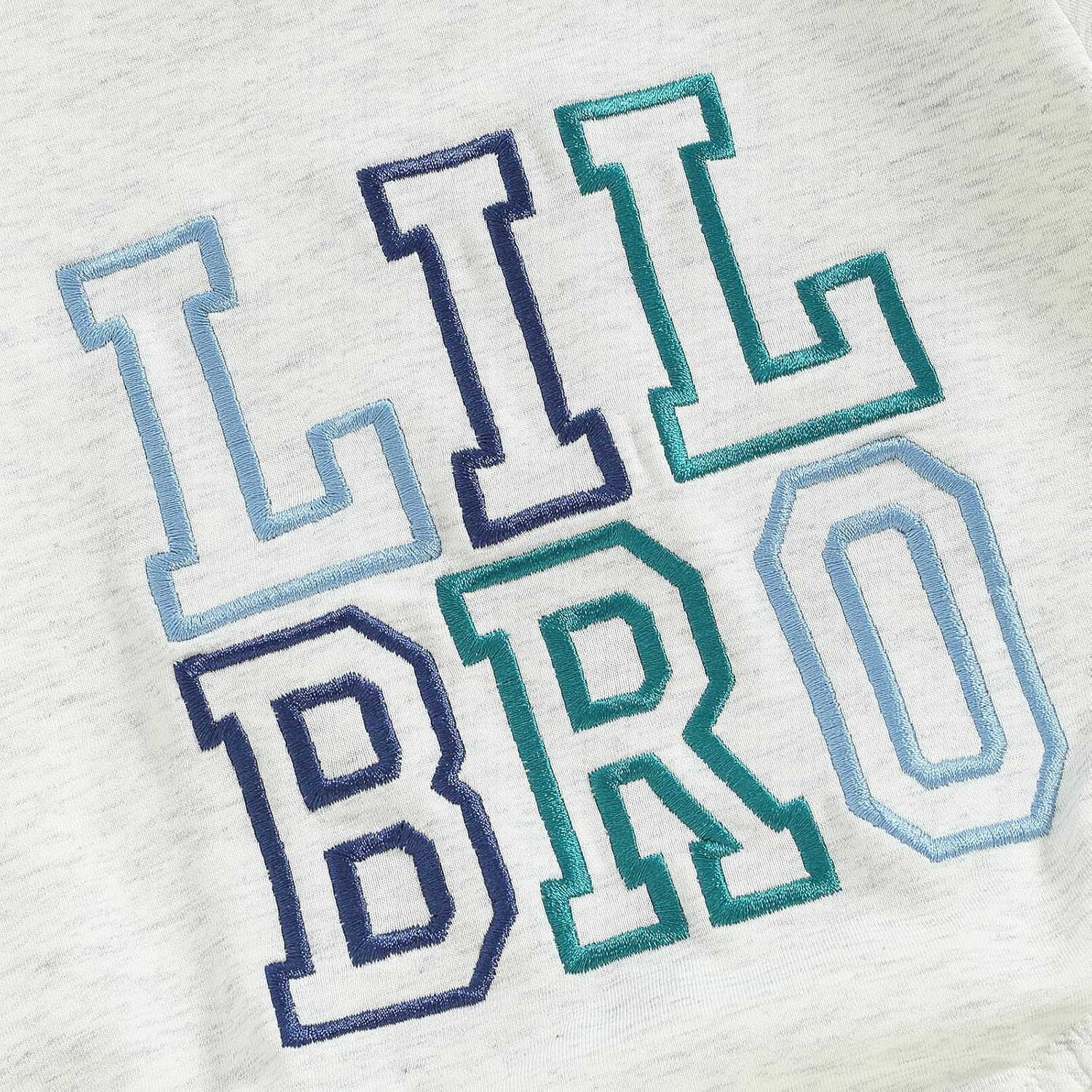 Perfectly Matchable Toddler Big Little Brother Outfits Set with Embroidery