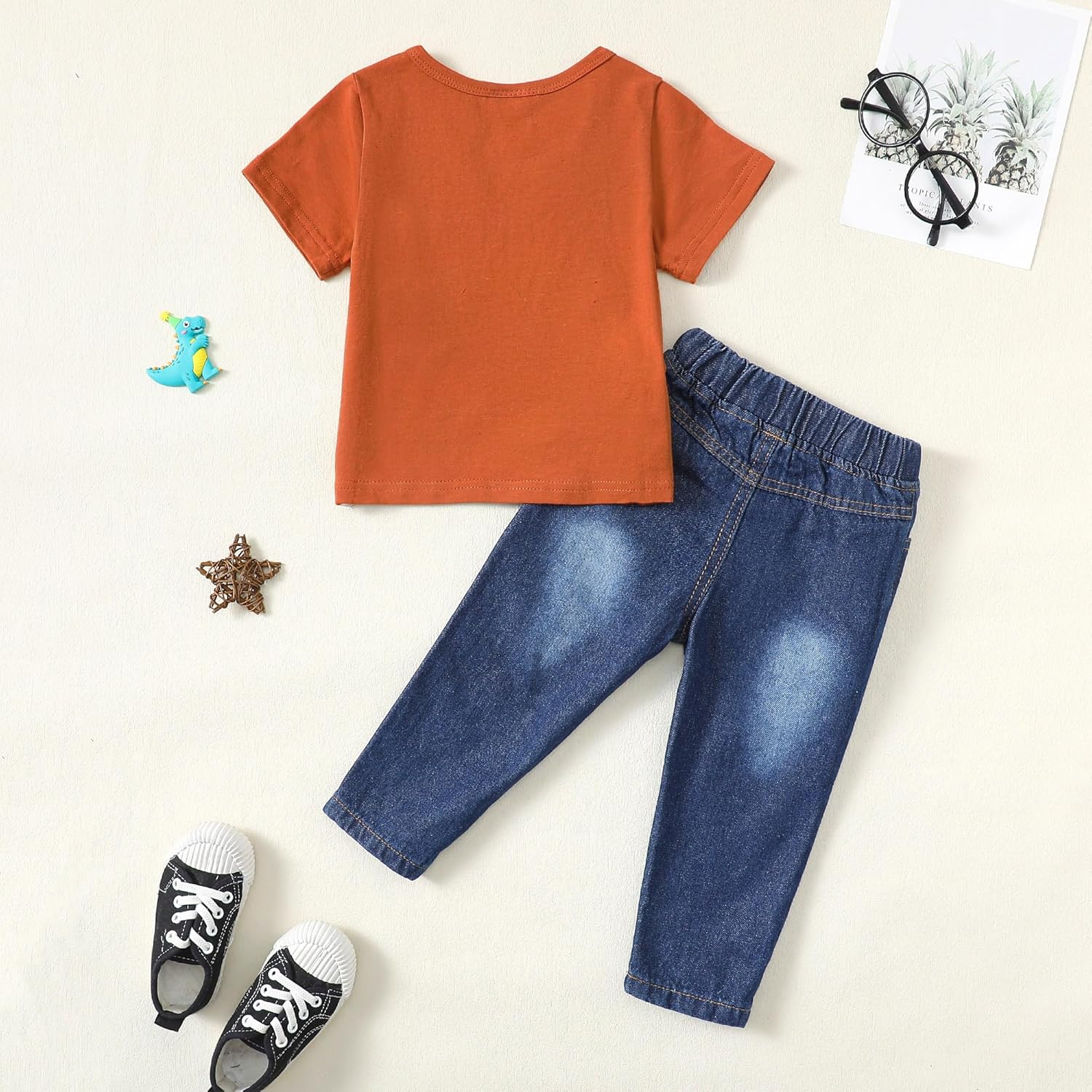 Toddler Boy Letter Print Hoodie and Ripped Jeans Set