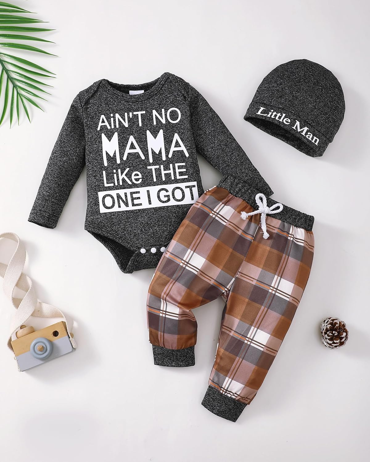 Newborn Baby Boy Clothing Set - Cozy CottonRomperPantsHat